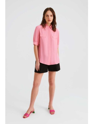 ROMAN Cepli Kısa Kollu Kadın Gömlek Pembe Y2213578_038