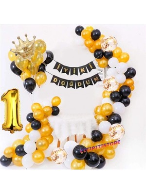 Çıtı Pıtı Store Çıtıpıtıstore 1 Yaş Kral Taçlı Doğum Günü Balon Set