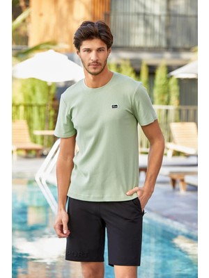 Erkek Kısa Kol Şortlu Çağla Pijama Takımı 2C3T9N25