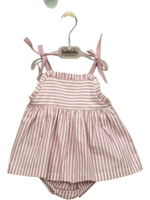 Brandy Kids Çizgili Kız Bebek Elbise Bloomer Set