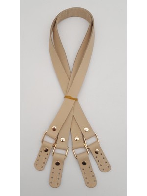 Angel Çanta Aksesuar Ham Doğal Renk Karedört Model Gerçek Deri Çanta Sapı Light Gold Metal