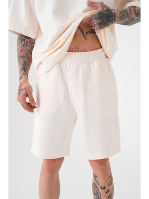 Machinist Relaxed Basic Pamuklu Cepli Şort Beyaz