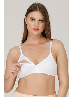 Parlingerie Pl Emzirme Sütyeni Penye Kapsız Beyaz Nefes Alabilir Kumaş ve Yumuşak Dokulu Tasarım