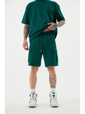 Machinist Relaxed Kargo Cepli Basic Şort Koyu Yeşil