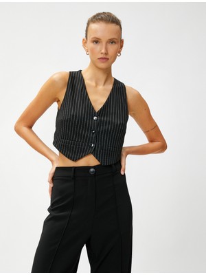 Koton Crop Blazer Yelek Düğmeli