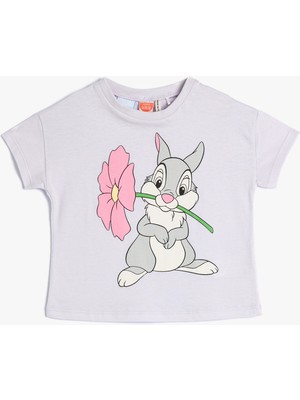 Koton Bambi Tişört Thumper Tavşan Baskılı Kısa Kollu Bisiklet Yaka