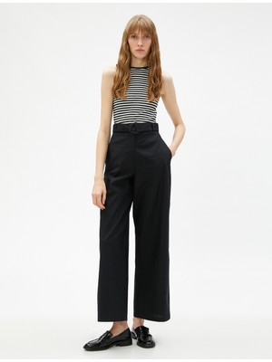 Koton Keten Pantolon Bol Paça Crop