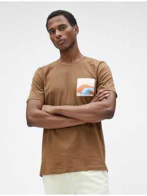 Koton Slogan Baskılı Tişört Yaz Temalı Bisiklet Yaka Dar Kesim Pamuklu