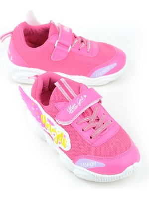 Gezer Yazlık Kız Çocuk Cırt Cırtlı ve Bağcıklı Ayarlanabilir Spor Ayakkabı