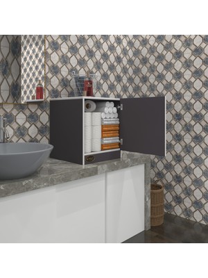 Kenzlife kapaklı mutfak dolabı melek39 gri 039x039x39 banyo ofis komodin (m)