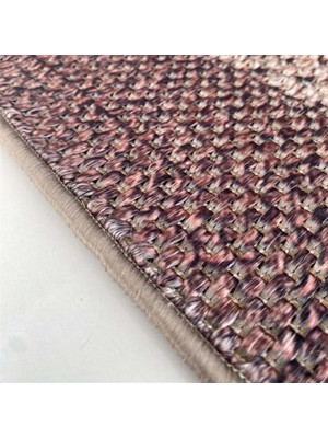 Carpettex Jüt Hasır Halı Dokuma Taban Bordür Desenli Kahve Bej