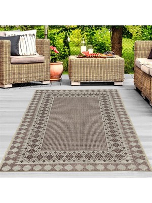 Carpettex Jüt Hasır Halı Dokuma Taban Kilim Desenli Krem Bej