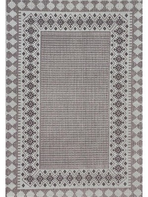 Carpettex Jüt Hasır Halı Dokuma Taban Kilim Desenli Krem Bej