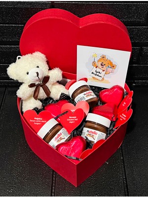 Lenostra Sevgiliye Doğum Günü Hediyesi - Mini Nutellalar - Tatlı Mini Ayıcık - Kalp Çikolatalar