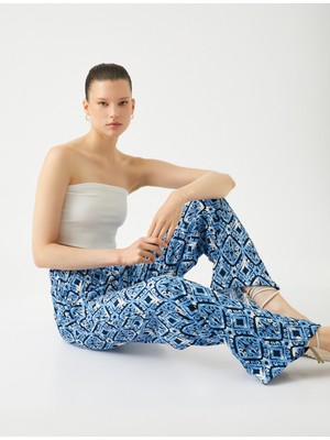 Koton Bol Paça Pantolon Beli Lastikli Rahat Kesim Etnik Desenli