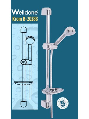 Welldone Lüx Sürgülü Duş Seti Krom