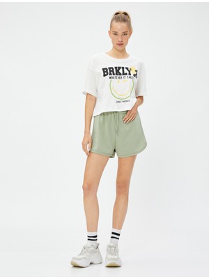 Koton Mini Şort Beli Bağcıklı Rahat Kesim