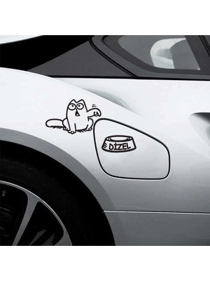 Kedi Dizel Yakıt Depo Kapak Sticker, Araba, Oto, Etiket, Tuning, Aksesuar, Modifiye, Arma,