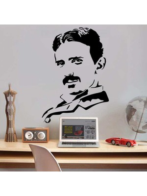 Bilim Adamı Nikola Tesla Silüeti Dekoratif  Duvar Sticker, Çıkartma