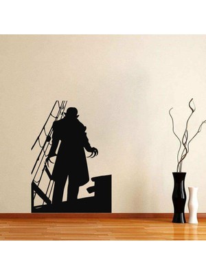 Asilmeydan Vampir Nosferatu Filmi - Bir Dehşet Senfonisi Silüeti Tasarım Dekoratif Duvar Sticker, Çıkartma Siyah