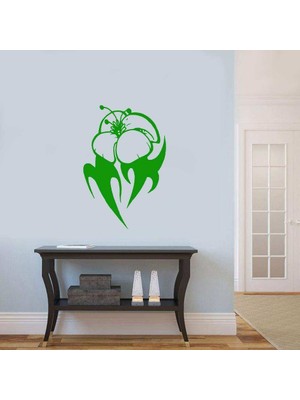 Asilmeydan Özel Tasarım Gül Silüeti Duvar Sticker, Çıkartma Yeşil