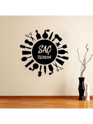 Asilmeydan Saç Tasarım Silüeti - Stil Güzellik Salonu Duvar Sticker, Çıkartma Kahverengi