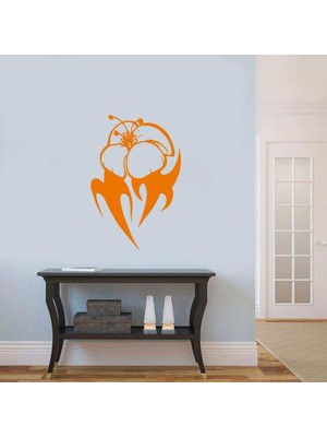 Asilmeydan Özel Tasarım Gül Silüeti Duvar Sticker, Çıkartma Turuncu