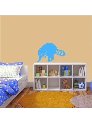 Asilmeydan Sevimli Hayvan Rakun Silüeti Duvar Sticker, Çıkartma Mavi