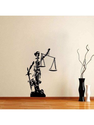 Asilmeydan Themis Gözleri Kapalı Adalet Tanrıcası Silüeti Dekoratif Duvar Sticker, Çıkartma, Etiket