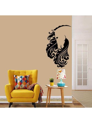 Asilmeydan Floral Desenli At Dekoratif Duvar Sticker, Çıkartma, Etiket