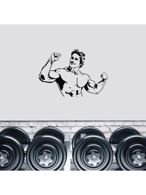 Asilmeydan Kaslarıyla Övünen Sporcu Adam Silüeti Dekoratif Duvar Sticker, Çıkartma, Etiket