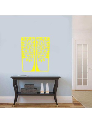 Asilmeydan Ağaç ve Yaprak Silüetli Dekoratif  Duvar Sticker, Çıkartma, Etiket Sarı