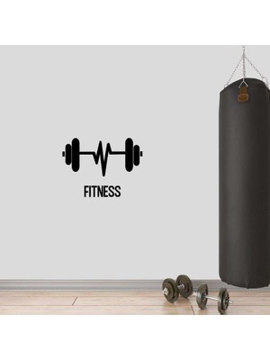 Asilmeydan Kalp Ritimli Dumbell, Fitness Dekoratif Duvar Sticker, Çıkartma, Etiket