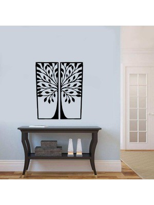 Asilmeydan Ağaç ve Yaprak Silüetli Dekoratif  Duvar Sticker, Çıkartma, Etiket Siyah