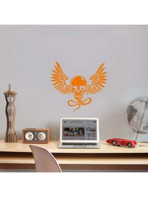 Asilmeydan Ölüm Böceği Kurukafa Silüeti Dekoratif Duvar Sticker, Çıkartma, Etiket Turuncu