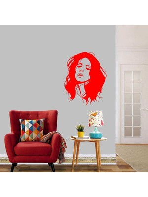 Asilmeydan Sanatçı Lana Del Rey Silüetli Dekoratif Duvar Sticker, Çıkartma, Etiket Kırmızı