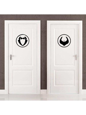 Asilmeydan Kadın-Erkek Wc  Silüeti Kapı Dekoratif Duvar Sticker, Çıkartma
