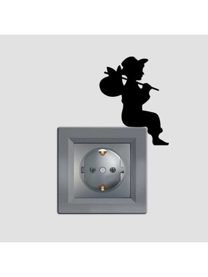 Asilmeydan Sırtında Heybesi Göçmen Adam Tasarım Priz Sticker Duvar Dekorasyon Çıkartma