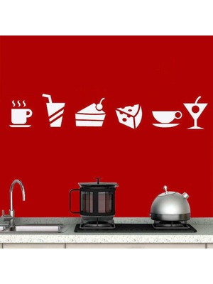 Asilmeydan Aperitif Yiyecekler Silüet Dekoratif Duvar Sticker, Çıkartma, Etiket