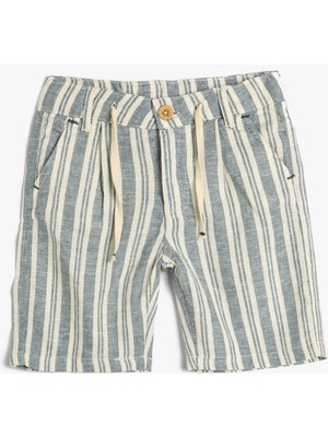 Koton Keten Şort Chino Beli Bağlamalı Cepli