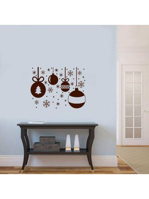 Asilmeydan Yılbaşı Konsepti Süsleme Silüeti Duvar Sticker, Çıkartma Kahverengi Koyu