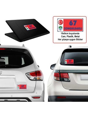67 Zonguldak - Memleket Sticker - Şehir - Arma, Araba, Cam, Laptop Etiket Sticker 19x9cm