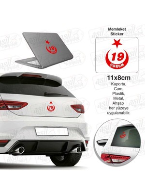 Asilmeydan Çorum Plaka 19 Ay Yıldız Kırmızı Sticker, Araba, Araç, Etiket, Aksesuar, Tuning, Modifiye, Arma