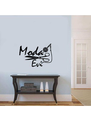 Asilmeydan Moda Evi - Iğne Iplik Makas Silüeti Dekoratif Duvar Sticker, Çıkartma, Etiket
