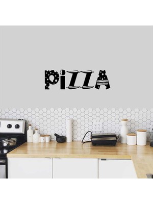 Asilmeydan Sebzelerden Pizza Yazılı Mutfak Dekoratif Duvar Sticker, Çıkartma