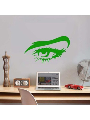 Asilmeydan Çekici Kadın Gözü Silüeti Dekoratif Genç Odası Duvar Sticker, Çıkartma Yeşil