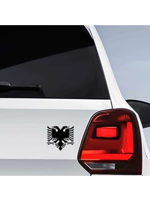Asilmeydan Arnavutluk Bayrak Amblemi Çift Başlı Kartal - Araç Oto Sticker -Araç Aksesuar - 13x14 cm