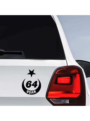 Asilmeydan Ay Yıldız Uşak Plakası 64 Sticker, Oto, Araba, Araç, Etiket, Aksesuar