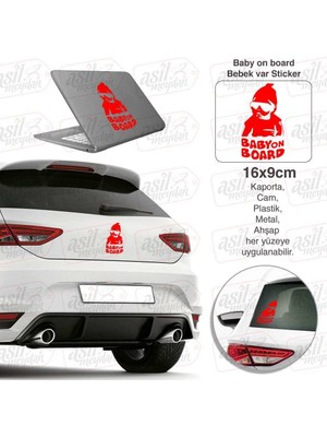 Asilmeydan Baby Onboard, Bebek Var, Kırmızı Sticker, Araba, Oto, Etiket, Tuning, Aksesuar, Modifiye, Arma,