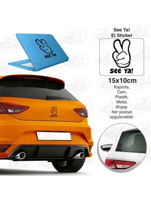 Asilmeydan See Ya! ve El Simgesi Siyah Sticker - Araç Oto Araba Etiket, Arma, Aksesuar, Modifiye, Tuning